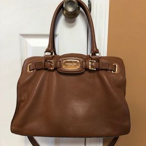 Michael Kors Hamilton Camel Brown Leather Satchel